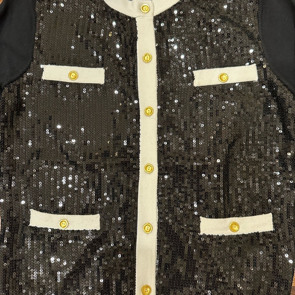🆕 BCBG Black Sequin Sweater - Picture 2 of 4